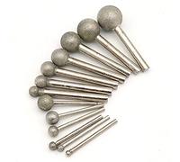 Muelas de diamante, brocas de esmeril para uñas, Spherical Diamond Grinding Bits 3mm/6mm Shank Head Size 4-25mm Silver Pack Of 5(3x12mm)