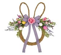 Muelle de Pascua - de conejito de vacaciones de primavera de tela y PVC | Festive Wreath para puerta delantera al aire libre, ventanas, chimenea, pared y decoración para interiores y exteriores