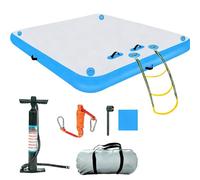 Muelle flotante inflable con escalera de cuerda para piscina, lago, playa y relajación del océano