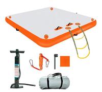 Muelle flotante inflable con escalera de cuerda para piscina, lago, playa y relajación del océano