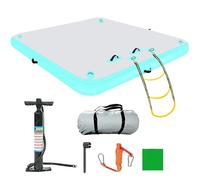 Muelle flotante inflable con escalera desmontable y bomba de aire, plataforma antideslizante para natación y actividades acuáticas