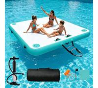 Muelle Flotante Inflable Plataforma de Muelle Inflable con Escalera Desmontable, Bomba y Bolsa de Transporte, Isla Flotante Colchoneta para Piscina, Playa, Lago, Océano (200x300x15cm)
