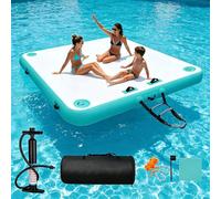 Muelle Flotante Inflable Plataforma de Muelle Inflable con Escalera Desmontable, Bomba y Bolsa de Transporte, Isla Flotante Colchoneta para Piscina, Playa, Lago, Océano (200x240x15cm)