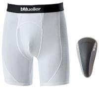 Mueller 56394 - Pantalones cortos de compresión con suspensorio para hombre (talla XL, incluyen coquilla flexible)