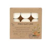Müller Kerzen Pro Nature - Velas aromáticas con aceite de colza, manzanilla y naranja, 9 unidades, 6 horas de combustión, velas de té de cera natural, aceites esenciales, funda 100% material reciclado