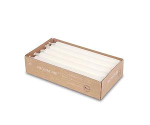 Müller Kerzen PRO NATURE Velas de estearina - Blancas - 2,2 x 20 cm - Conjunto de 10 velas para candelabro - Larga duración de 6 horas - Cera natural sin parafina ni aceite de palma - Inodora