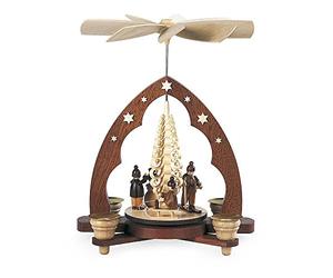 Müller Kleinkunst 1-Tier pirámide - Niños en Invierno - 28 cm / 11 Pulgadas - Auténtico alemán Erzgebirge pirámides de Navidad