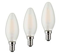 Müller-Licht - 400292 Set A + +, Juego de 3 Retro de LED Forma de Vela, equivalente a 40 W, cristal, 4 W, E14, Plata, 3.5 x 3.5 x 10 cm
