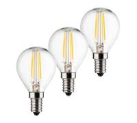 Müller-Licht - 400293 Set A + +, Juego de 3 Retro de LED, forma de gota, equivalente a 40 W, cristal, 4 W, E14, Plata, 4.5 x 4.5 x 8 cm