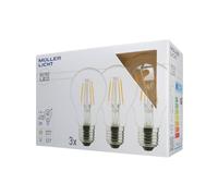 Müller-Licht Bombilla LED E27 4W 2.700K filamento set 3, 470lm