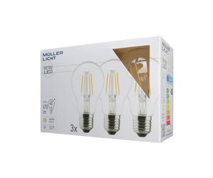 Müller-Licht Bombilla LED E27 4W 2.700K filamento set 3, 470lm EC:EPREL:852073