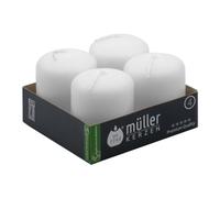 Müller Mini Velas Blancas Autoextinguibles - Juego de 4 - 6,2 x 4,8 cm - Calidad RAL