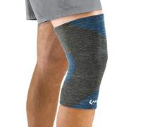 Mueller Rodillera elástica en 4 direcciones con tecnología Thermo Reactive, negro y azul, pequeño/mediano