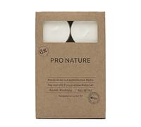 Müller - Velas de té Pro NATURE - Estearina maxi luces, color blanco, 6 unidades, 8 horas de combustión, sin parafina ni aceite de palma, sin fragancia, cera natural, calidad RAL