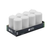 Müller - Velas Pilar Blancas - Juego de 8 Velas Gruesas - 6 x 12 cm - larga duración de 32 horas - Cero antigoteo - Inodoro - Calidad RAL