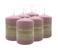 Müller - Velas prensadas por naturaleza (6 unidades, 6,8 x 10 cm, 20 horas de combustión, cera natural, sin aceite de palma ni parafina, sin perfume)