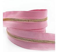 Muelles Pequeños 2 cremalleras de 1-5 yardas 5# for coser bolsa con cierre rollo bobina ropa abrigo cremallera Kit reparación accesorios DIY(PinkGold,3YARD_5#)