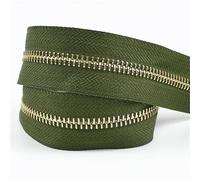 Muelles Pequeños 2 cremalleras de 1-5 yardas 5# for coser bolsa con cierre rollo bobina ropa abrigo cremallera Kit reparación accesorios DIY(GreenGold,3YARDS_5#)