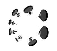 MUELODSIC 10 Piezas Bases para Pendientes DIY de Acero Inoxidable Negro Disco Redondo con Tapones para Fabricación de Joyas Creativas Accesorios para Hacer Pendientes Bijouterie