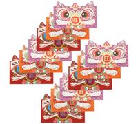 MUELODSIC 12 Piezas Sobres Rojos para Año Chino Bolsillos de Dinero Tradicionales con Caracteres Chinos y Patrones Festivos para Festival de Año del Dragón