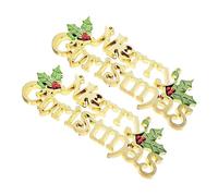 MUELODSIC 2 Piezas Adornos Colgantes de Plástico para Navidad Letras Doradas Merry Christmas Decoración Festiva para Árbol y Hogar