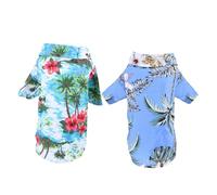 MUELODSIC 2 Piezas Camisas para Perros Hawaianas de Verano Ropa de Mascotas Transpirable y Estilo Playero para Cachorros Pequeños y Gatos Colores para Fiestas y Vacaciones