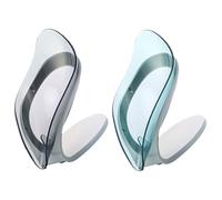 MUELODSIC 2 Piezas Jaboneras Forma Ventosa Soporte para Jabón Práctico y Duradero Diseño Transparente Azul y Gris para Baño y Cocina