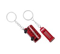 MUELODSIC 2 piezas Llavero de Aleación de Zinc Estilo Retro Británico Colgante de Bolso para Mujer Conjunto con Llavero de Autobús y Cabina Telefónica Londres Souvenir Decorativo Duradero