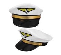 MUELODSIC 2 piezas Sombrero Piloto Cosplay Ajustable para Hombre y Mujer Gorro Capitán Aerolínea para Fiestas Temáticas Halloween y Representaciones Escena de Cómodo y Duradero