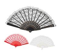 MUELODSIC 3 Piezas Abanicos Plegables de Encaje para Mujer de Ventiladores Portátiles Ligeros Estilo Japonés para Baile Fiesta y Decoración