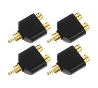 MUELODSIC 4 Piezas Adaptador de Audio Conector Estéreo 2rca Hembra a 1 Macho, Cable AV Analógico Chapado en Oro, Divisor de Señal para Sistemas de Sonido Domésticos y Subwoofer,