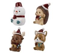 MUELODSIC 4 Piezas Adornos Animales de Dibujos Animados Kit de Globo de Nieve muñeco de Nieve de Panal Figuras de Santa Claus pequeñas figuritas Adornos de Navidad en Miniatura Resina