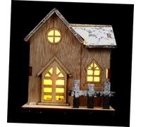 MUELODSIC Adorno Navideño Cabaña Pequeña Led Brillante Luz Cálida Madera Textura Suave Decoración Mesa Hogar Navidad Fin De Año
