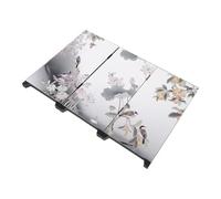 MUELODSIC Biombo Plegable de Escritorio Mini de 3 Paneles, Pantalla de Arte Chino Acabado Espejo, Divisor Decorativo Oriental para Hogar y Oficina, Adorno Feng Shui para Año Chino