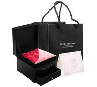 MUELODSIC Caja de Flores Eternas para San Valentín 9 Rosas Rojas Caja Doble Capa Negra para Joyas y Collar Incluye Bolsa de Obsequio y Tarjeta Estuche para Almacenamiento Decorativo