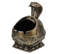 MUELODSIC Cenicero a Prueba de Viento con Tapa Metálico Estilo Serpiente, Decoración Vintage de Cobre Antiguo, para Interior y Exterior,