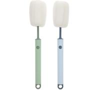 MUELODSIC Cepillo para Tazas de Vidrio Esponja, Mango Largo Extensible, 2 Piezas (verde y Azul), Herramienta de Limpieza de Cocina para Botellas, Biberones y Vasos, Limpia Botellas Dentro