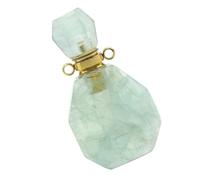 MUELODSIC Colgante de Fluorita Natural Botella Perfumero Mini con Tapón Joyería Ligera para Mujer Accesorio Decorativo Aromaterapia sin Cadena Color Verde