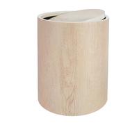 MUELODSIC Cubo de Basura Pequeño de Plástico con Tapa Diseño Retro de Vetas Madera Compacto y Silencioso para Baño Dormitorio Oficina y Hotel Papelera Ligera y Fácil de Limpiar