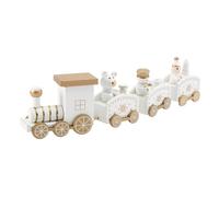 MUELODSIC Decoración de Pastel Tren de Madera Blanca Navideña Adorno para Fiestas y Cumpleaños Decoración de Mesa con Tren de Cartón Festivo Multifuncional