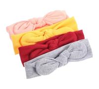 MUELODSIC Diademas Para Niñas Bebés Lazo Grande Elásticas Suaves Multicolor Rosa Gris Amarillo Granate Accesorios Cabello Para Bebés De 0 a 2 Años Pack 4 Piezas Para Uso Diario y Fiestas