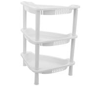 MUELODSIC Estantería Baño Esquinera Blanca de Organizador Plástico sin Tornillos Fácil Instalación para Cocina Baño y Escritorio Almacenamiento Compacto y Modular