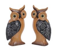 MUELODSIC Figura de Búho de Madera Pintada a Mano Par de Adornos Decorativos Modernos para Mesa y Jardín Escultura Minimalista para Decoración del Hogar Figuras de Búho Resistentes y