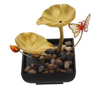 MUELODSIC Fuente de Agua Decorativa para Escritorio Interior con Cascada en Hoja Dorada, Fuente Mini USB para Hogar y Oficina, Decoración Zen con Humidificador Ambiental para Ambiente