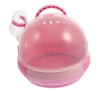 MUELODSIC Jaula Portátil para Pájaros con Vista Transportín Compacto y Ligero para Viajes Diseño de Mano para Agapornis y Periquitos Incluye Base con Rejilla Galvanizada de Rosado