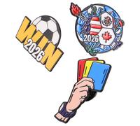 MUELODSIC Juego de 3 Pines de Solapa de Fútbol 2026 en Aleación Metálica, Broches Decorativos para Mochila y Camiseta, Recuerdos Deportivos para Fans del Torneo América del Norte,