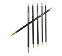 MUELODSIC Juego de 6 Pinceles de Caligrafía Tradicional China Set Mango Metálico Negro Pelo Natural Tamaños Grande Mediano y Pequeño 2 Unidades Cada Uno para Dibujo y Escritura