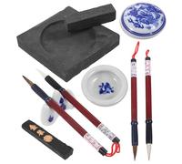 MUELODSIC Juego de Caligrafía China para Principiantes, Set Pinceles de Caligrafía y Tinta, Piedra de Tinta Cuadrada Portátil, Accesorios Prácticos para Dibujo y Escritura Artística,