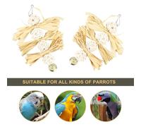 MUELODSIC Juguete Colgante para Loros de Rafia y Lufa Natural Campanilla y Aro de Ratán Tamaño Mediano Accesorios para Pájaros para Jaula y Jardín Juego de Columpio para Aves