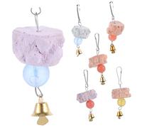 MUELODSIC Juguetes para Pájaros para Masticar Campana, Bloques De Calcio Natural y Piedra Mineral, Paquete De 6 Piezas Pequeñas para Jaulas De Loros y Periquitos, Accesorios para Aves Domésticas